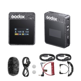 GODOX MoveLink II M1 Wireless Microphone System with 1x Omnidirectional Lavalier Transmitter Microphones,2.4GHz Transmission 100m Operation Range