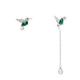 Mayfer | Aretes de plata .925 con diseño de colibrí decorado con cristal austriaco