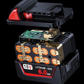 LONG FIT 2 Pack | Replace for Milw 18 Volt Battery 6.0Ah, Compatible with M-18 Battery Charger and MWK 18V Cordless Power Tools (48-11-1860)