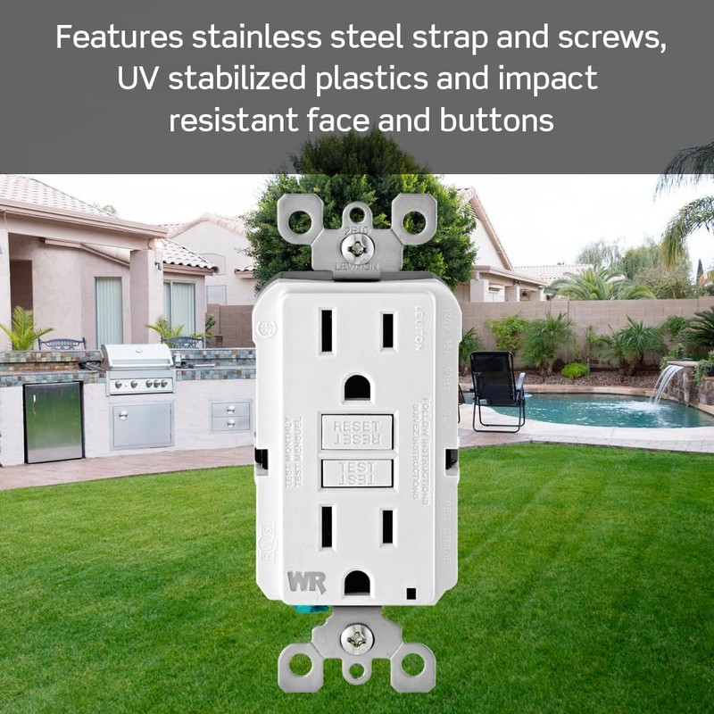 Leviton GFCI Weather-Resistant Outlet, 20 Amp, Self Test, Non Tamper-Resistant