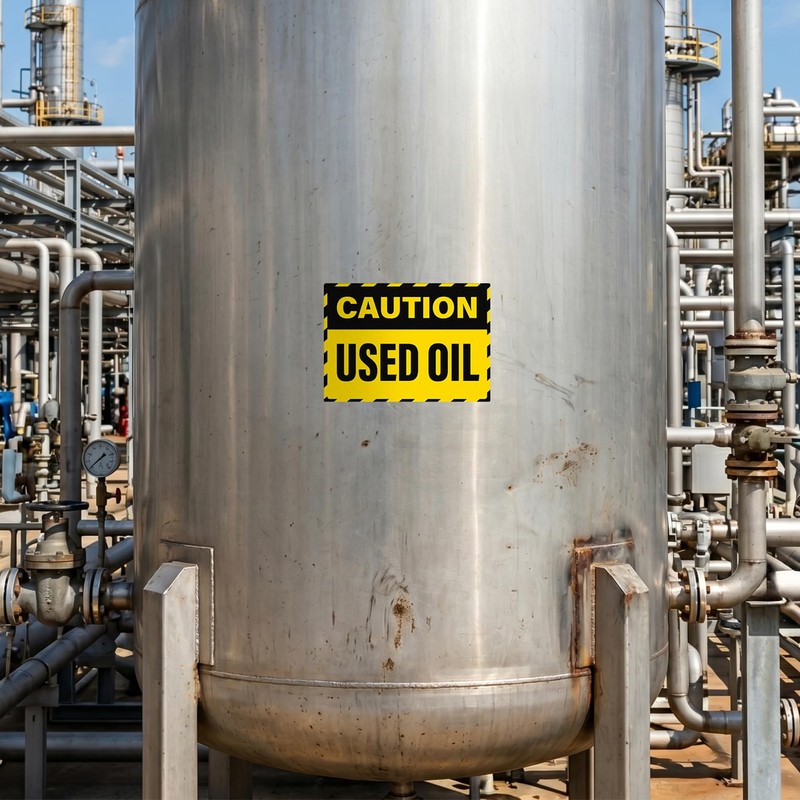 Anobell Caution Used Oil Labels - 20 Pack 7"x5" Adhesive