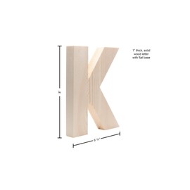 Hampton Art Wood Letter Chunky 8" K, Wooden Letters, Wood Letters, Wooden Letters Wall Decor, Large Wooden Letters, Wooden Letters 8 Inch, Small Wooden Letters for Crafts