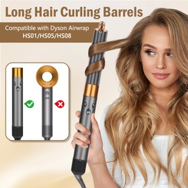 40mm/1.6" Long Barrel Attachment for Dyson Airwrap HS01/HS05/HS08 | Auto-Wrap Dual Rotation Curling Iron for Dyson Airwrap Attachments, Creates Voluminous Curls & Loose Waves