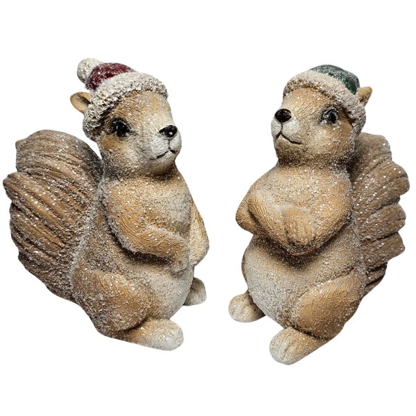Bambelaa! Set of 2 Winter Squirrel Decoration with Hat Christmas