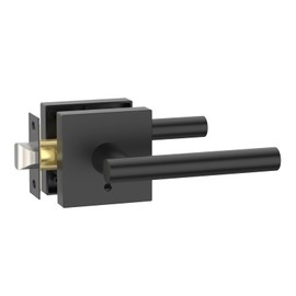 Amerdeco 1 Pack Matte Black Interior Privacy Door Handles, Heavy Duty Interior Bedroom Door Lever, Door Handles Interior for Bathroom AM0031