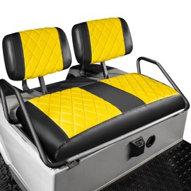 NOKINS Golf Cart Diamond Seat Covers Kit, Fit for Club Car DS Pre-2000 OEM Standard Front Seat Cushion, Golf Cart Vinyl Seat Cover, No Nails Required (Yellow and Black)