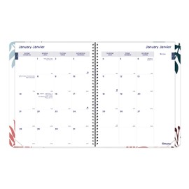 Blueline 2024 Monthly Planner, 14 Months, December 2023 to January 2025, Twin-Wire Binding, 11" x 8.5", Bilingual, Meadow Design (C701BG.01-24)