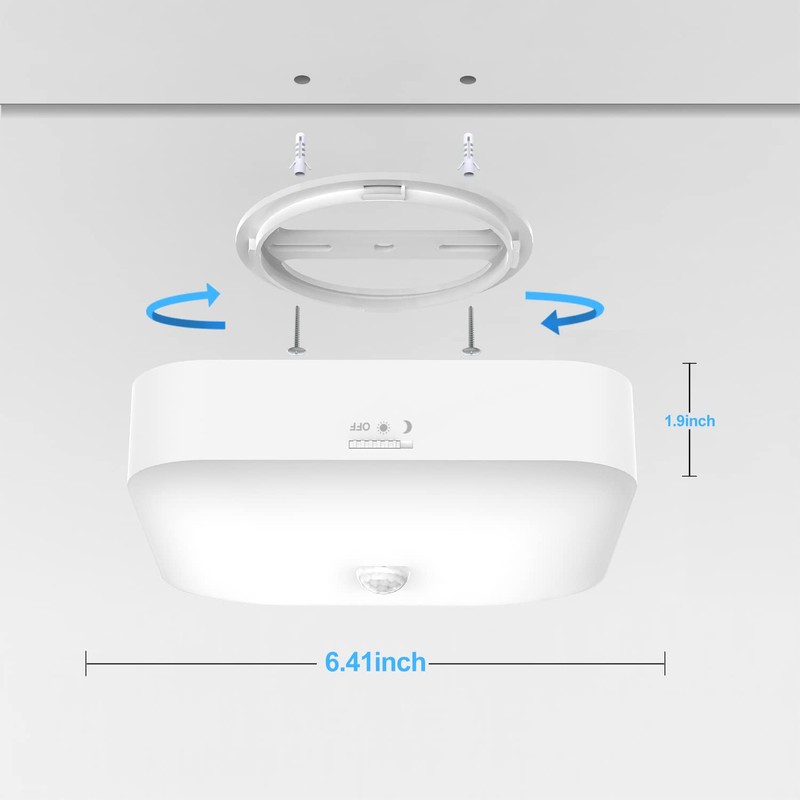 WhitePoplar Motion Sensor Rechargeable Ceiling Light Indoor with Remote, Wireless