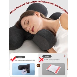 Janemiri Side Sleep Beauty Pillow,Ergonomic Memory Foam with Removable Cover,Butterfly Shape Wrinkle Prevention Pillow for Protecting Your Hair and Skin(Gray)