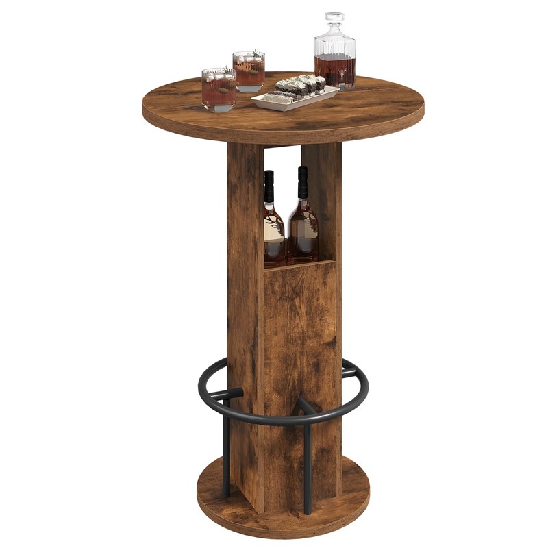 MAHANCRIS Round Bar Table, 35.6" H Bistro Pub Table with