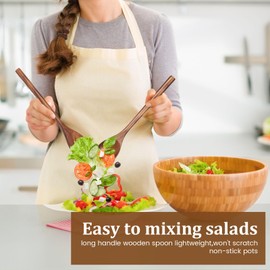 HANSGO 2PCS Large Wooden Cooking Spoons, 12 Inches Wooden Kitchen Utensil for Cooking, Serving, Mixing