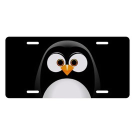 Muishi Cute Penguin Face Decorative License Plate, Vanity Tag, Metal License Plate, Aluminum Novelty License Plate Home Decor for Men/Women/Boy/Girls 6 X 12 Inch (4 Holes)