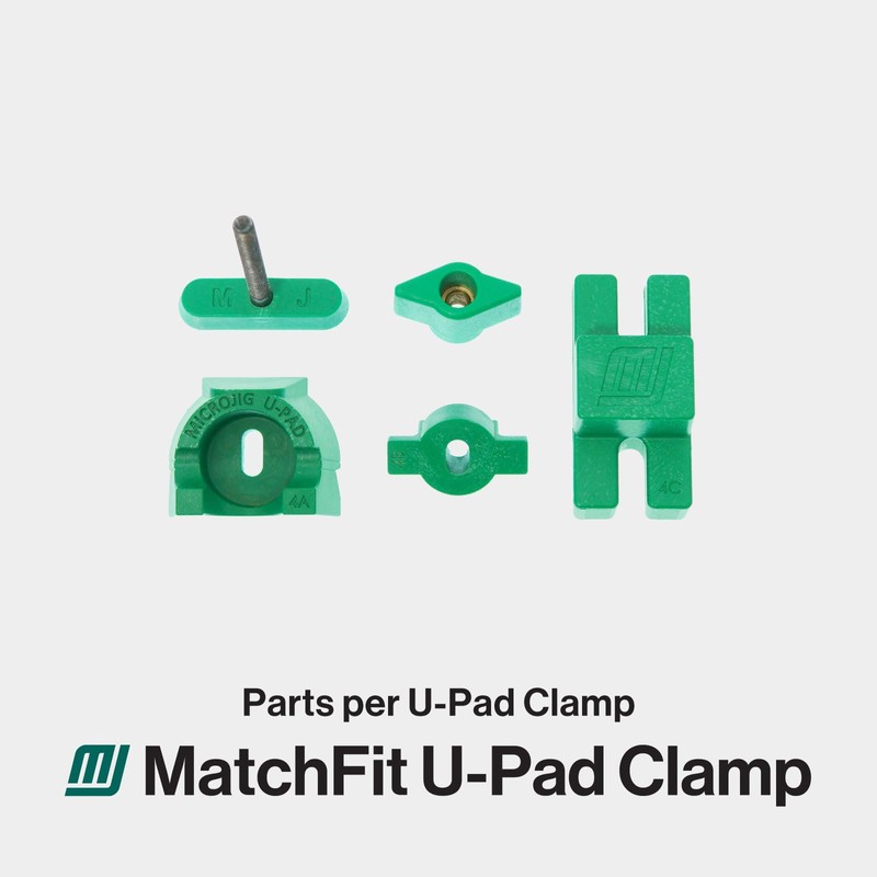 MICROJIG Matchfit U-Pad Clamps (2-Pack) - Low-Profile Dovetail Clamps for