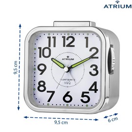 Atrium A530-19 Senior Alarm Clock Analogue Quartz No Ticking Large Numbers Extra Loud Silver