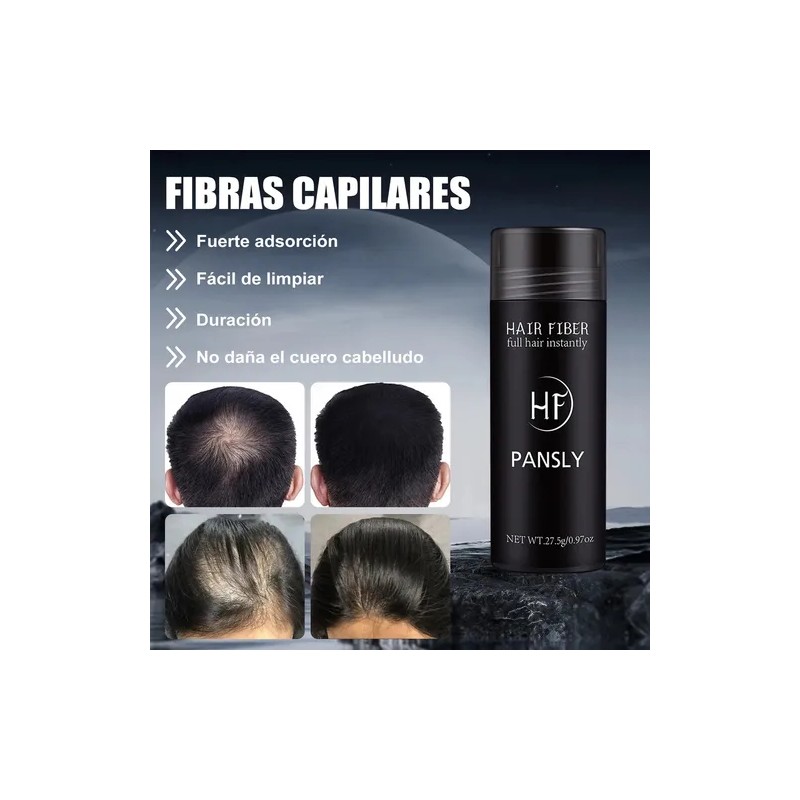 Polvo De Fibra Capilar Negro Cubre Raz De Cabello Calvicie