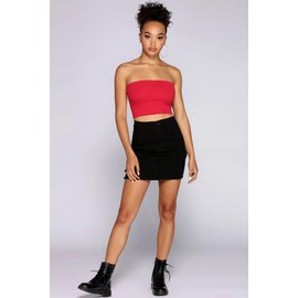 Emmalise Women's Crop Tube Cotton Jersey Top Shirt, Royal, Small