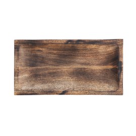 Bloomingville 15 Inches Hand-Carved Mango Wood, Burnt Finish Tray, Brown