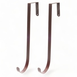 MIJOMA Set of Window Hooks, Door Hooks, Decorative Hooks for Door Wreaths, Seasonal & Festive Decoration, No Drilling or Gluing, for Standard Windows and Doors, Powder-Coated Brown, 2 Pieces - 27 cm
