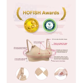 HOFISH Women's Maternity Bras Wirefree Nursing Bra for Pregnancy Breastfeeding Bra Black Beige Pink X-Large