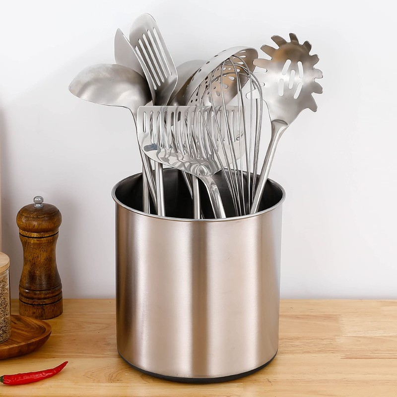 OKT Kitchen Utensil Holder,7.2″Large Stainless Steel Utensil Crock with Non