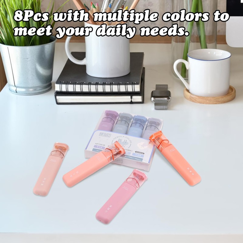 Okdance Glitter Highlighters Markers 8PCS Pink Blue Series Glitter Highlighter