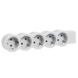 LEGRAND, Flat Power Strip, 5-Way Socket, Multiple Socket, Without Cable, Ultra White/Grey, 694577