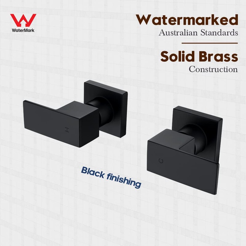 Decaura Square Shower Mixer Taps Wall Top Assemblies 1/4 Turn