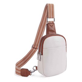 Telena Sling Bag for Women Vegan Leather Fanny Pack Crossbody Bags Chest Bag for Women Sling Purse - Color: Beige