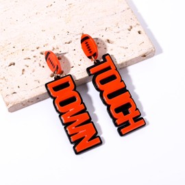 Football Earrings Game Day Earrings for Women Acrylic Letter Touchdown Dangling Earrings Statement Sports Team Earrings Holiday Party Favors Jewelry Gift (touch down earrings D)