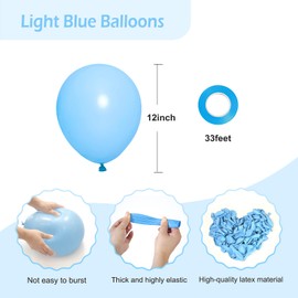FOTIOMRG Blue Balloons 12 inch, 50 Pack Light Blue Latex Party Balloons Helium Quality for Birthday Graduation Baby Shower Gender Reveal Party Wedding Decorations (with Blue Ribbon)