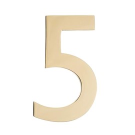Architectural Mailboxes 3582PB-5 4 inch Solid Floating House Number, Polished Brass