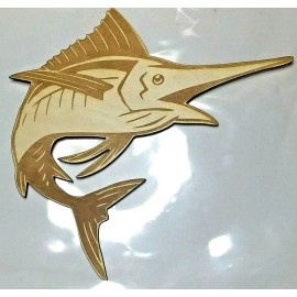 DC Maker Labs Wooden Marlin Swordfish Engraved Wall Art 8x6 | Ocean, Nautical, & Beach Decor