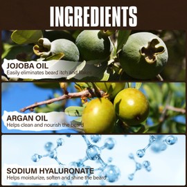 YEALIR 2-in-1 Beard Wash and Conditioner – Cleanse, Hydrate & Soften Dry, Coarse Beard, Beard Shampoo for a Fuller & Healthier Beard –Sandalwood Scent, 8.45 oz