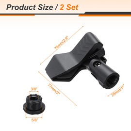 MECCANIXITY 2Pcs Microphone Clip Adjustable Mic Holder Flexible Wireless Mic Stand Adapter for Handheld Mic with 5/8" Male to 3/8" Female Screw Adapter