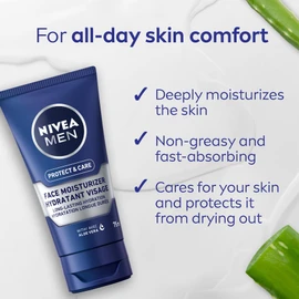 NIVEA NIVEA MEN Protect & Care Face Moisturizer for Dry Skin, Men's Face Lotion with Aloe Vera, Non-Greasy, Fast-Absorbing Men's Moisturizer for Face, 24H Hydration, Dermatologically-Tested Skin Care, 75mL