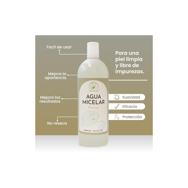 Agua Micelar Elastina Hidratante Micellar Water Hydrating Cleanser, 1 Liter