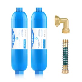 BELVITA RV Inline Marine Water Filter, Reduces Chlorine, Bad Taste, Odor for RVs,NSF Certified with Flexible Hose Protector (Pack of 2)
