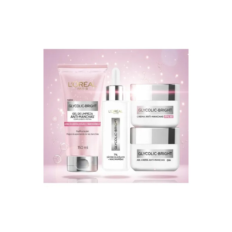 Rutina Antimanchas Loréal Paris Glycolic Bright Skincare 5pz
