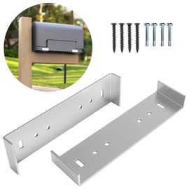 MUZZIOU Mailbox Mounting Bracket, 8" Wide Floor Rust-Free Mailbox Brackets for Post, Metal Heavy Duty Mail Box Bracket Mount Kit with Screws