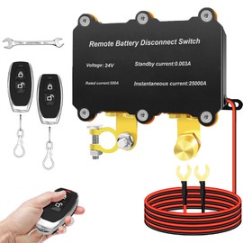 24V 500A Remote Battery Disconnect Switch Kill Switch for Truck-Auto Shut-Off Switch,Anti-Theft Battery Kill Switch for Cars,Trucks,RVs,Trucks and Construction Vehicles Applications