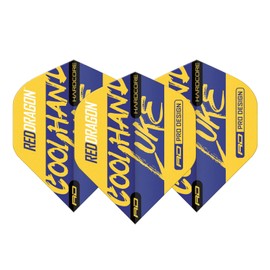 RED DRAGON Hardcore Luke Humphries Signature Yellow Standard Dart Flights - 3 Sets Per Pack (9 Dart Flights in Total)