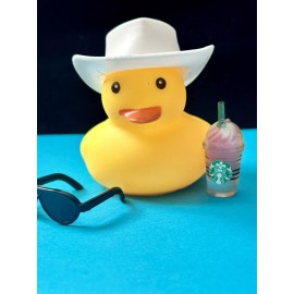 Starbucks Rubber Duck, Starbucks Pink Drink.  Black Or White Hat.