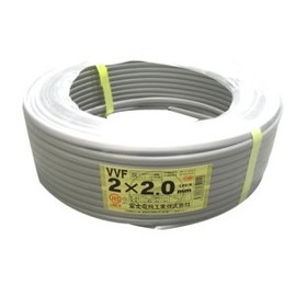 Fuji Electric Wire VVF Cable, 0.08 inch (2.0 mm) x 2 Cores, 3.3 ft (1 m) Units (Gray), VVF 2.0 x 2C
