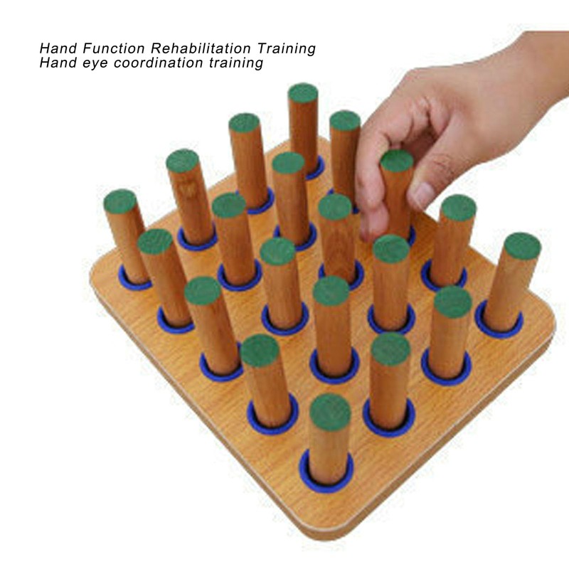 Wood Stroke Recovery Pegboard, Finger Dexterity Improve Board, Hand Eye