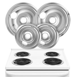 Electric Stove Drip Pans Set of 4 (2 x 6-Inch & 2 x 8-Inch) Replacement Stove Drip Pans for Electric Stove for GE & Hotpoint Ranges - Compatible with WB31T10010 and WB31T10011 Stove Burner Drip Pan