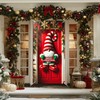 Christmas Door Cover Gnome Stripes 35x71 Inch Polyester