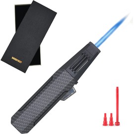 DOUBFIVSY Butane Torch Lighter, Refillable Kitchen Cooking Torch with Safety Lock, Windproof Adjustable Jet Flame Solar Beam Torch Blow Torch for Baking BBQ Mens Gifts (Without Gas) (Carbon Fiber)