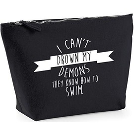 Hippowarehouse I can't drown my demons they know how to swim printed make up cosmetic wash bag 18x19x9cm