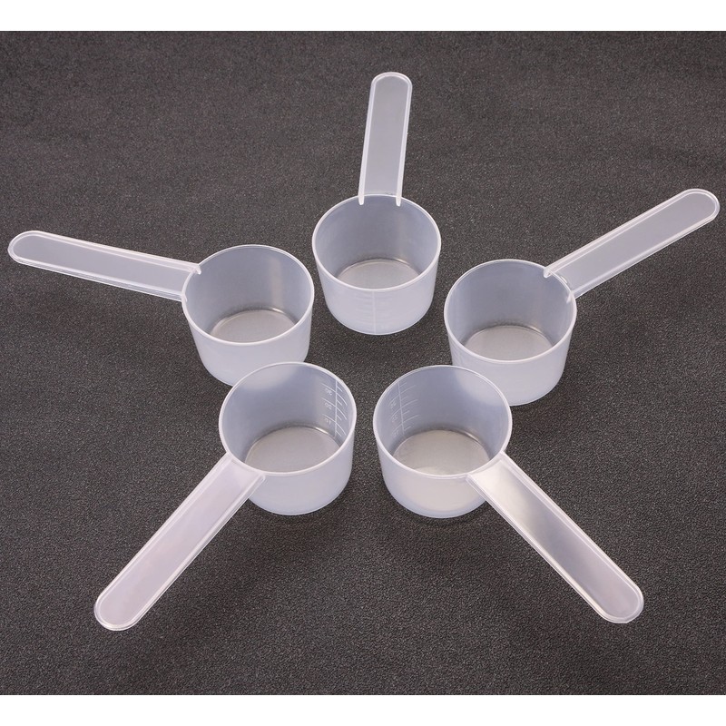 ONLYKXY 5pcs Clear Long Handle Plastic Measuring Spoons Coffee Protein