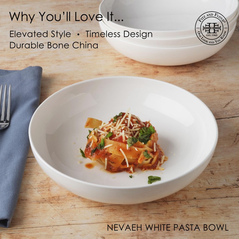 Everyday White by Fitz and Floyd Nevaeh Pasta Bowl, Set